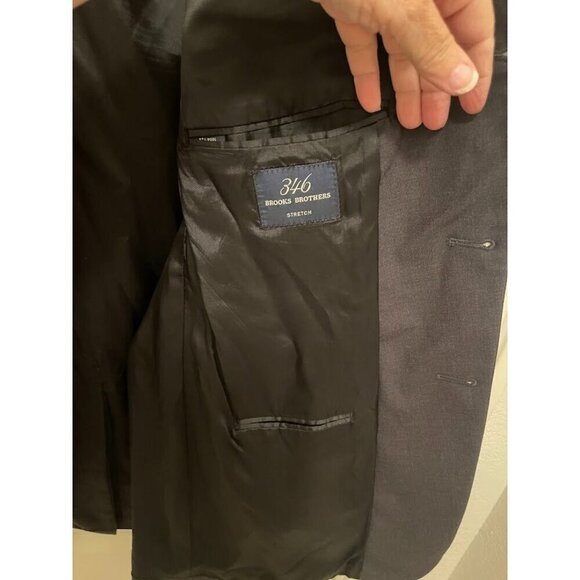 Brooks Brothers 3 Button 346 Mens Wool Stretch Blazer Jacket Size 46M Black - Picture 6 of 16